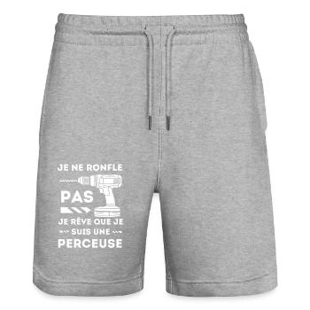 Bricoleur perceuse outils - Short de jogging bio TRAINER Stanley/Stella unisexe - gris chiné - Devant - Nik (191cm) & Marisol (170cm)