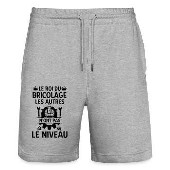 Roi du bricolage 2 - Short de jogging bio TRAINER Stanley/Stella unisexe - gris chiné - Devant - Nik (191cm) & Marisol (170cm)