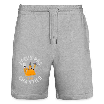 Chantier de construction 2 - Short de jogging bio TRAINER Stanley/Stella unisexe - gris chiné - Devant - Nik (191cm) & Marisol (170cm)