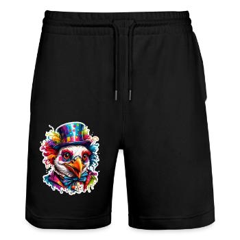 Clown Animal / Cirque / Drôle / Coloré / Spectacle / Poule - Short de jogging bio TRAINER Stanley/Stella unisexe - noir - Devant - Nik (191cm) & Marisol (170cm)