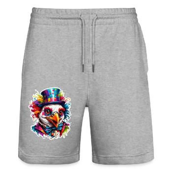 Clown Animal / Cirque / Drôle / Coloré / Spectacle / Poule - Short de jogging bio TRAINER Stanley/Stella unisexe - gris chiné - Devant - Nik (191cm) & Marisol (170cm)