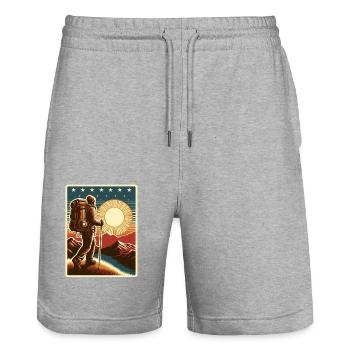 Wandern in den Bergen - Stanley/Stella Unisex Bio Joggingshorts Trainer  - Grau meliert - Vorne - Nik (191cm) & Marisol (170cm)
