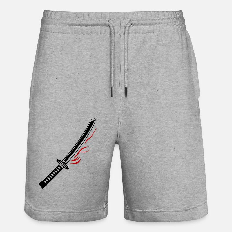 Samurai Schwert Icon - Stanley/Stella Unisex Bio Joggingshorts Trainer  - Grau meliert