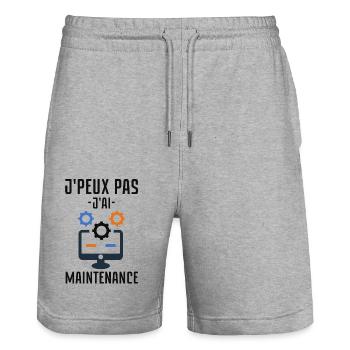 Je peux pas j ai maintenance informatique 2 - Short de jogging bio TRAINER Stanley/Stella unisexe - gris chiné - Devant - Nik (191cm) & Marisol (170cm)