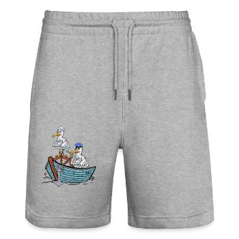 Seagulls, Seagull, Seafarers, Sailors, Travel Boat - Stanley/Stella Trainer Unisex Organic Jogging Shorts - heather grey - Front - Nik (191cm) & Marisol (170cm)