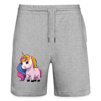 einhorn - Stanley/Stella Unisex Bio Joggingshorts Trainer  - Grau meliert - Vorne - Nik (191cm) & Marisol (170cm)