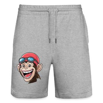 Mad Monkey Likes to Swim - Stanley/Stella Trainer Unisex Organic Jogging Shorts - heather grey - Front - Nik (191cm) & Marisol (170cm)