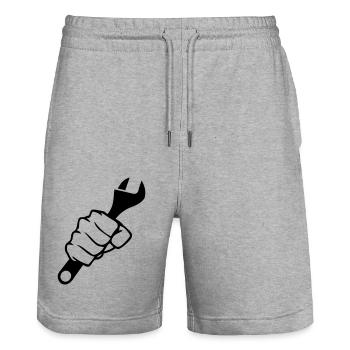 Fist Wrench - Stanley/Stella Trainer Unisex Organic Jogging Shorts - heather grey - Front - Nik (191cm) & Marisol (170cm)