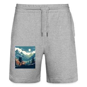 Wandern Wandermänner in den Bergen - Stanley/Stella Unisex Bio Joggingshorts Trainer  - Grau meliert - Vorne - Nik (191cm) & Marisol (170cm)