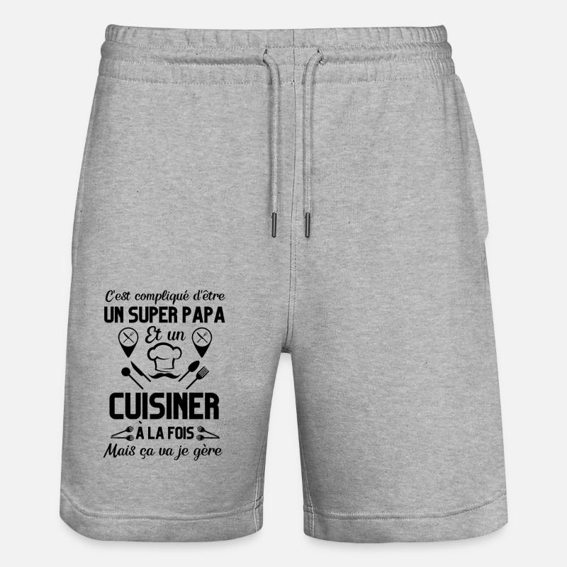 Super papa cuisinier - Short de jogging bio TRAINER Stanley/Stella unisexe - gris chiné