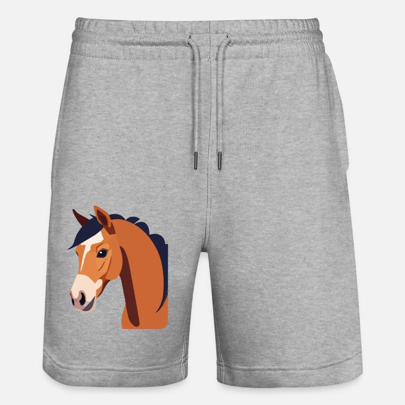 Pferdekopf braunes Pferd - Stanley/Stella Unisex Bio Joggingshorts Trainer  - Grau meliert