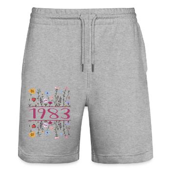 1983 Légendaire Depuis 1983 Anniversaire 1983 Femmes - Short de jogging bio TRAINER Stanley/Stella unisexe - gris chiné - Devant - Nik (191cm) & Marisol (170cm)