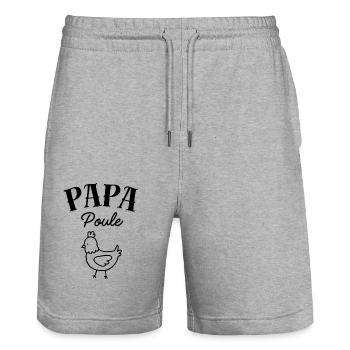 Papa poule 7 - Short de jogging bio TRAINER Stanley/Stella unisexe - gris chiné - Devant - Nik (191cm) & Marisol (170cm)