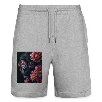 Affiche Animal et Fleur 9 - Short de jogging bio TRAINER Stanley/Stella unisexe - gris chiné - Devant - Nik (191cm) & Marisol (170cm)