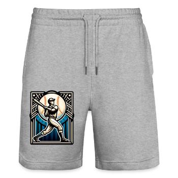 Baseball - Stanley/Stella Trainer Unisex Organic Jogging Shorts - heather grey - Front - Nik (191cm) & Marisol (170cm)
