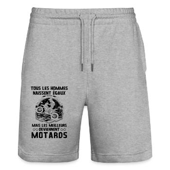 Motard Motocross - Short de jogging bio TRAINER Stanley/Stella unisexe - gris chiné - Devant - Nik (191cm) & Marisol (170cm)