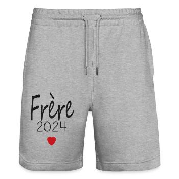 brother - future brother 2024 - Stanley/Stella Trainer Unisex Organic Jogging Shorts - heather grey - Front - Nik (191cm) & Marisol (170cm)