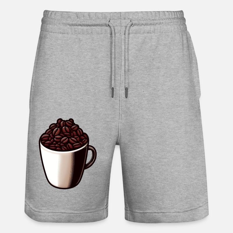 Coffee Tea - Coffee Cup - Tea - Stanley/Stella Trainer Unisex Organic Jogging Shorts - heather grey
