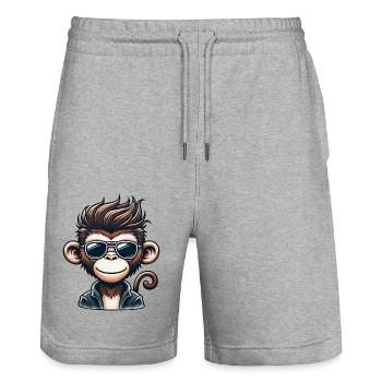 Coole Schimpanse Sonnenbrille 50er 60er Retro Affe - Stanley/Stella Unisex Bio Joggingshorts Trainer  - Grau meliert - Vorne - Nik (191cm) & Marisol (170cm)