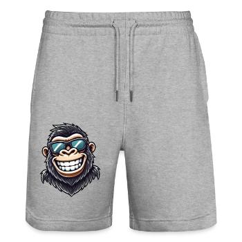 Coole Gorille Sonnenbrille Affe Chillig Stilvoll - Stanley/Stella Unisex Bio Joggingshorts Trainer  - Grau meliert - Vorne - Nik (191cm) & Marisol (170cm)
