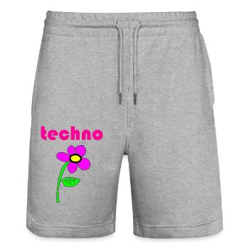 techno blume - Stanley/Stella Unisex Bio Joggingshorts Trainer  - Grau meliert - Vorne - Nik (191cm) & Marisol (170cm)