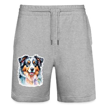 Berger Australien Aquarelles - Short de jogging bio TRAINER Stanley/Stella unisexe - gris chiné - Devant - Nik (191cm) & Marisol (170cm)