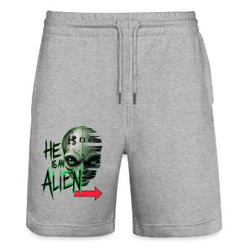 er ist ein Alien - Stanley/Stella Unisex Bio Joggingshorts Trainer  - Grau meliert - Vorne - Nik (191cm) & Marisol (170cm)