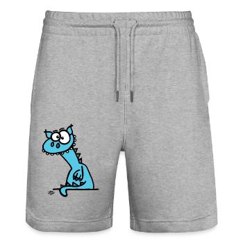 Der Drache - Stanley/Stella Unisex Bio Joggingshorts Trainer  - Grau meliert - Vorne - Nik (191cm) & Marisol (170cm)