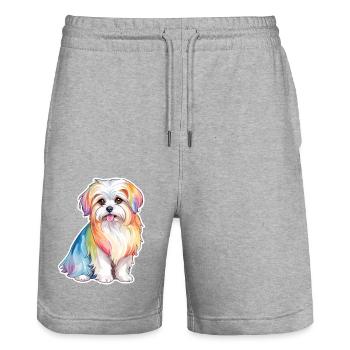 Aquarelles de Malteser - Short de jogging bio TRAINER Stanley/Stella unisexe - gris chiné - Devant - Nik (191cm) & Marisol (170cm)
