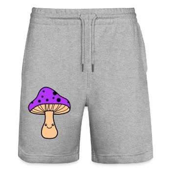 Mushroom Comic - Stanley/Stella Trainer Unisex Organic Jogging Shorts - heather grey - Front - Nik (191cm) & Marisol (170cm)