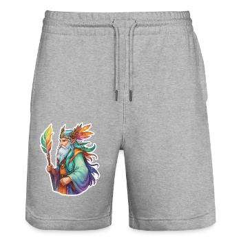 Druide Wasserfarben - Stanley/Stella Unisex Bio Joggingshorts Trainer  - Grau meliert - Vorne - Nik (191cm) & Marisol (170cm)