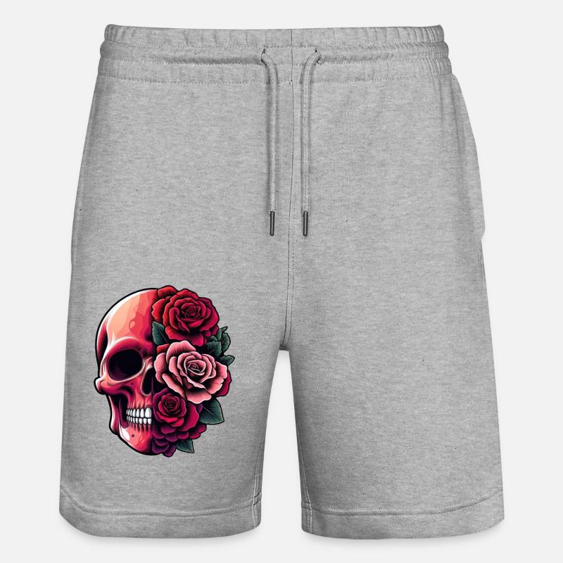 Crâne et bouquet - Short de jogging bio TRAINER Stanley/Stella unisexe - gris chiné