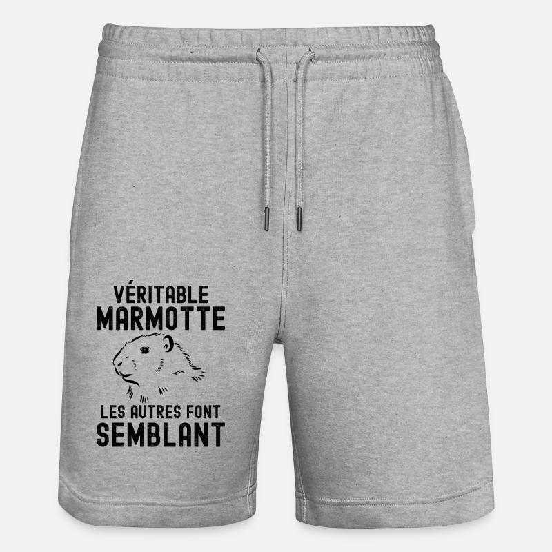 Forêt randonnée marmotte - Short de jogging bio TRAINER Stanley/Stella unisexe - gris chiné