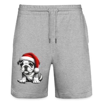bouledogue noël - Short de jogging bio TRAINER Stanley/Stella unisexe - gris chiné - Devant - Nik (191cm) & Marisol (170cm)