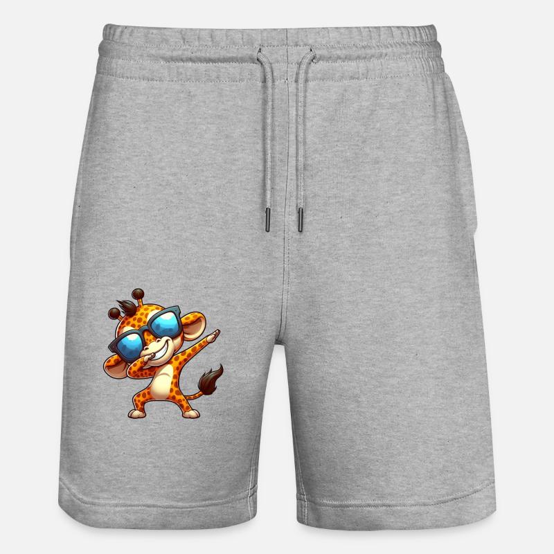 Cool Giraffe Dab Sunglasses Rainbow - Stanley/Stella Trainer Unisex Organic Jogging Shorts - heather grey
