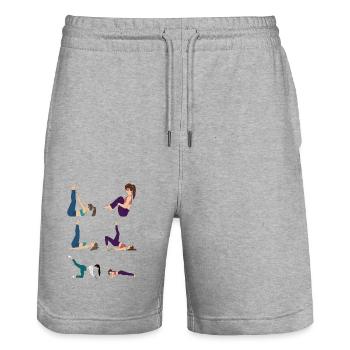 Femme exercices pilâtes - Short de jogging bio TRAINER Stanley/Stella unisexe - gris chiné - Devant - Nik (191cm) & Marisol (170cm)