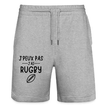 Humour rugby 4 - Short de jogging bio TRAINER Stanley/Stella unisexe - gris chiné - Devant - Nik (191cm) & Marisol (170cm)