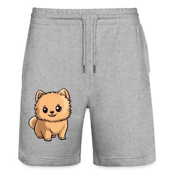 Zwergspitz Hund Comic Niedlich Pomeranian - Stanley/Stella Unisex Bio Joggingshorts Trainer  - Grau meliert - Vorne - Nik (191cm) & Marisol (170cm)