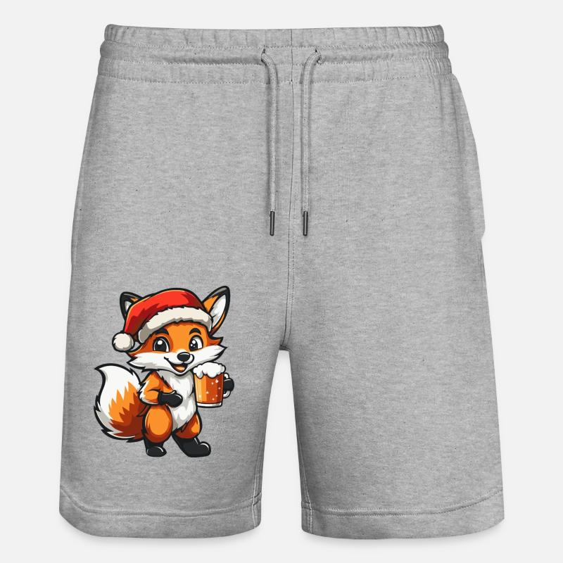 Fuchs Weihnachten Bier - Stanley/Stella Unisex Bio Joggingshorts Trainer  - Grau meliert
