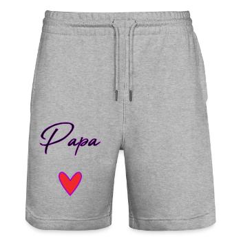 HAPPY FATHER'S DAY. DAD. FATHER'S DAY. FATHER - Stanley/Stella Trainer Unisex Organic Jogging Shorts - heather grey - Front - Nik (191cm) & Marisol (170cm)