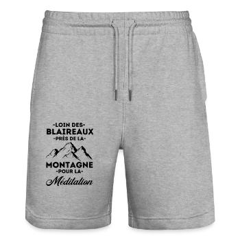 Méditation montagne humour - Short de jogging bio TRAINER Stanley/Stella unisexe - gris chiné - Devant - Nik (191cm) & Marisol (170cm)