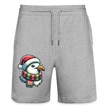 Moin Seagull Christmas - Stanley/Stella Trainer Unisex Organic Jogging Shorts - heather grey - Front - Nik (191cm) & Marisol (170cm)