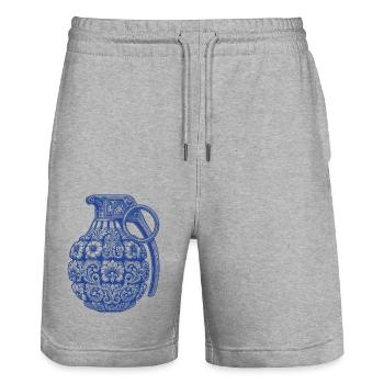 Ornaments bomb - Stanley/Stella Trainer Unisex Organic Jogging Shorts - heather grey - Front - Nik (191cm) & Marisol (170cm)