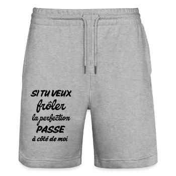 si tu veux frôler perfection passe à coté de moi - Short de jogging bio TRAINER Stanley/Stella unisexe - gris chiné - Devant - Nik (191cm) & Marisol (170cm)