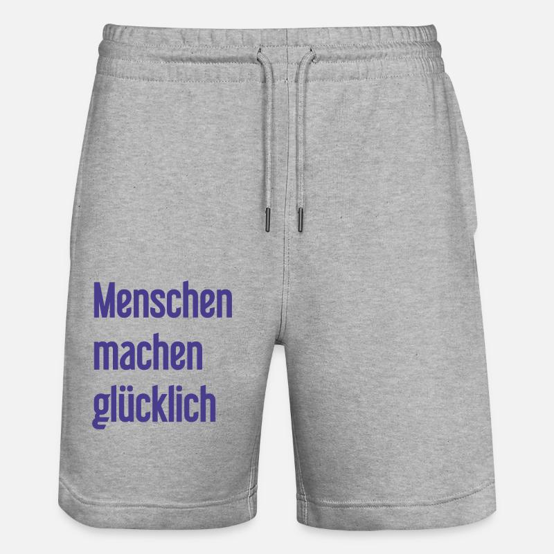 Menschen machen glücklich – Positives Statement - Stanley/Stella Unisex Bio Joggingshorts Trainer  - Grau meliert