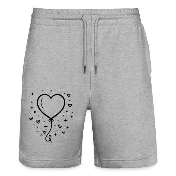 Herzballon Herz Ballon - Stanley/Stella Unisex Bio Joggingshorts Trainer  - Grau meliert - Vorne - Nik (191cm) & Marisol (170cm)