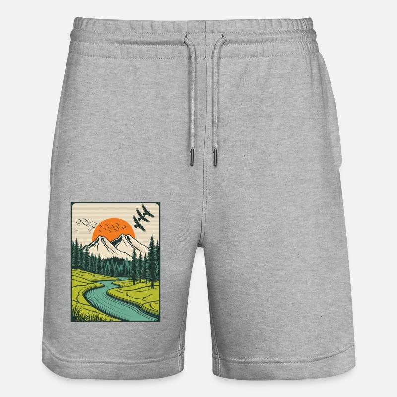 Paysage nature forêt - Short de jogging bio TRAINER Stanley/Stella unisexe - gris chiné