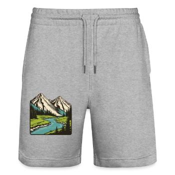 Nature landscape - Stanley/Stella Trainer Unisex Organic Jogging Shorts - heather grey - Front - Nik (191cm) & Marisol (170cm)