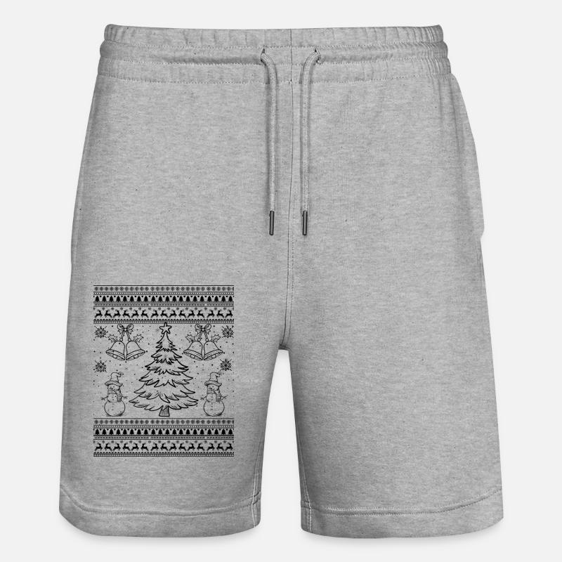 Christmas Tree Pattern - Stanley/Stella Trainer Unisex Organic Jogging Shorts - heather grey