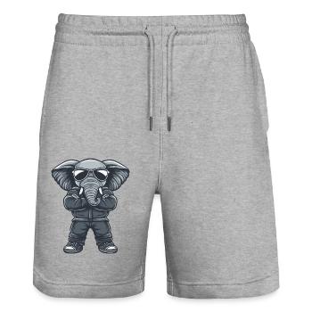 Elephant Comic Sunglasses - Stanley/Stella Trainer Unisex Organic Jogging Shorts - heather grey - Front - Nik (191cm) & Marisol (170cm)